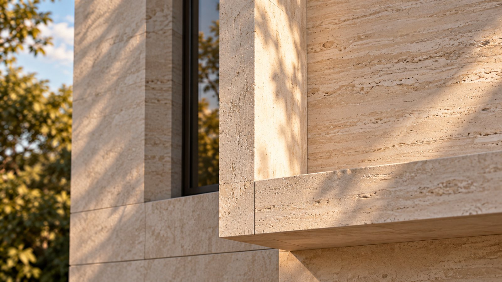 Smooth pale stone in raking light — the texture read close up
